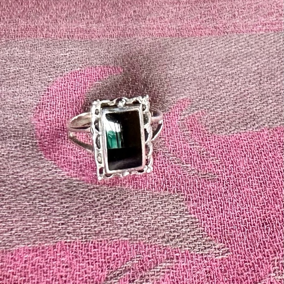 Black onyx and silver vintage 1920’s ring size 6 - Picture 3 of 4